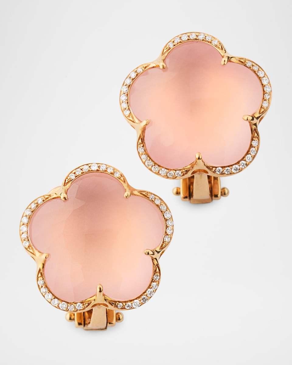 Bon Ton 18k Rose Quartz Earrings with Diamonds