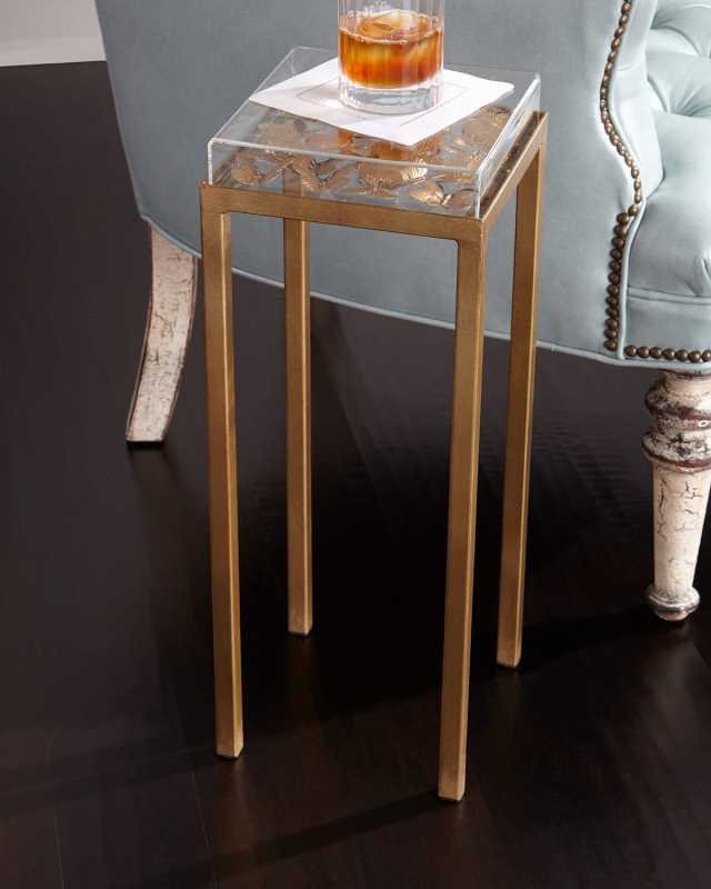 Lucite Top with Floral Side Table