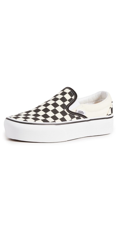 Vans Classic Slip On Platform Sneakers Black & White/Checkerboard/White