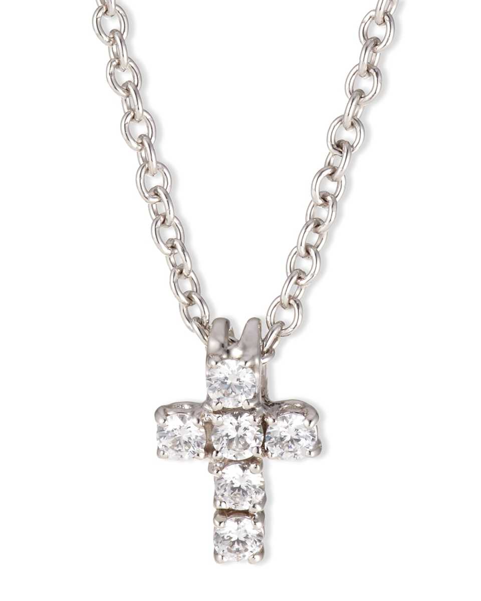 0.30 TCW Small CZ Cross Pendant Necklace