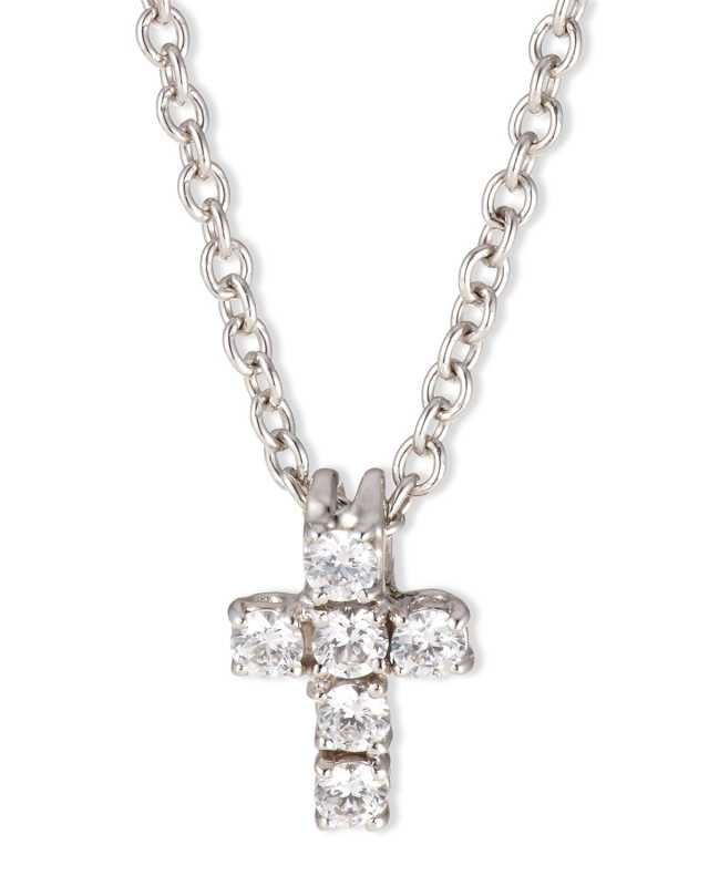 0.30 TCW Small CZ Cross Pendant Necklace