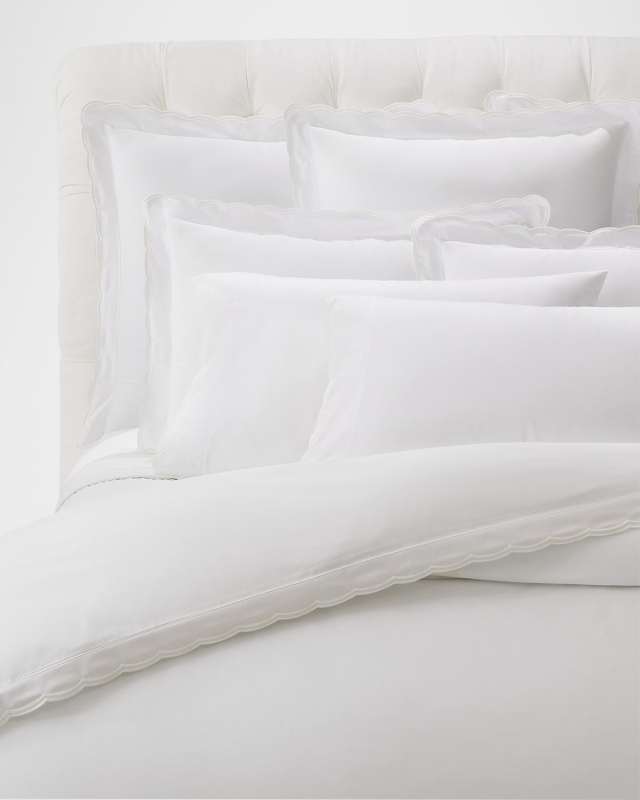 Malin Scalloped Organic Cotton Duvet Cover, FULL-QUEEN
