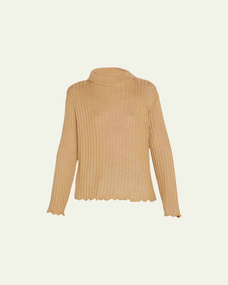Zip Mock-Neck Baggy Rib Sweater