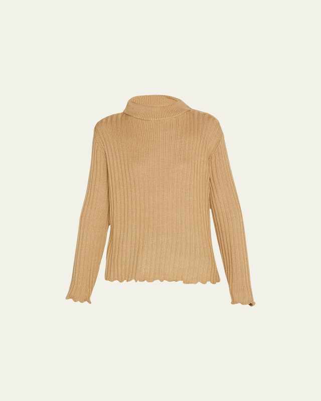 Zip Mock-Neck Baggy Rib Sweater