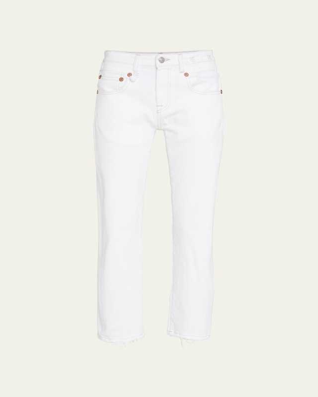 Boy Straight Cropped Frayed Hem Jeans