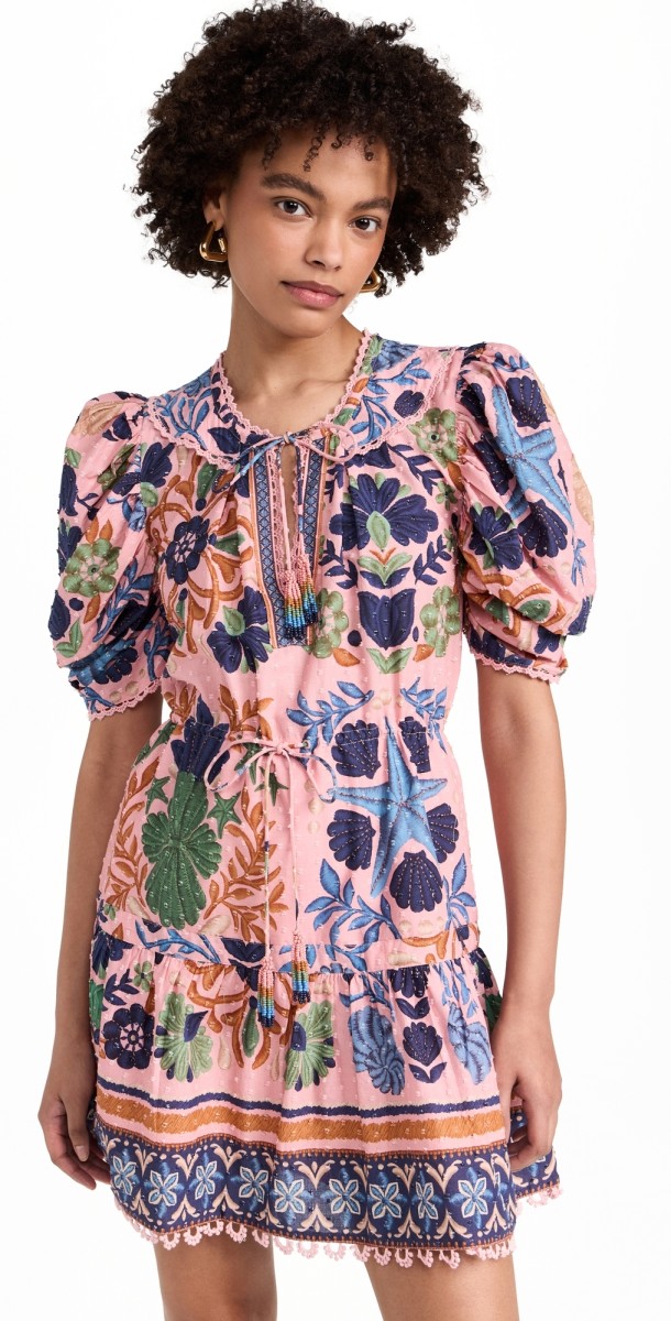 FARM Rio Seashell Tapestry Pink Mini Dress Seashell Tapestry Pink