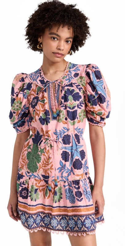 FARM Rio Seashell Tapestry Pink Mini Dress Seashell Tapestry Pink