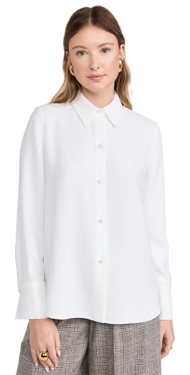 Vince Pearl Button Down Off White