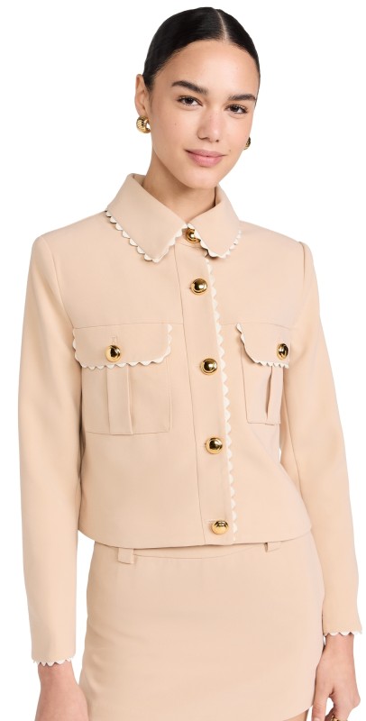 English Factory Scalloped Jacket Taupe