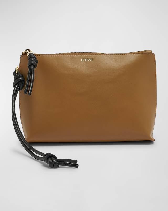 T-Knot Zip Leather Pouch Wristlet