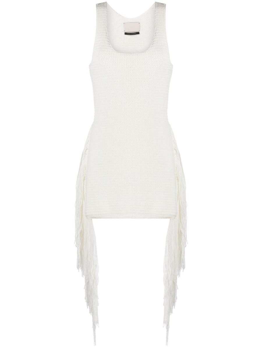 fringe-embellished knitted top
