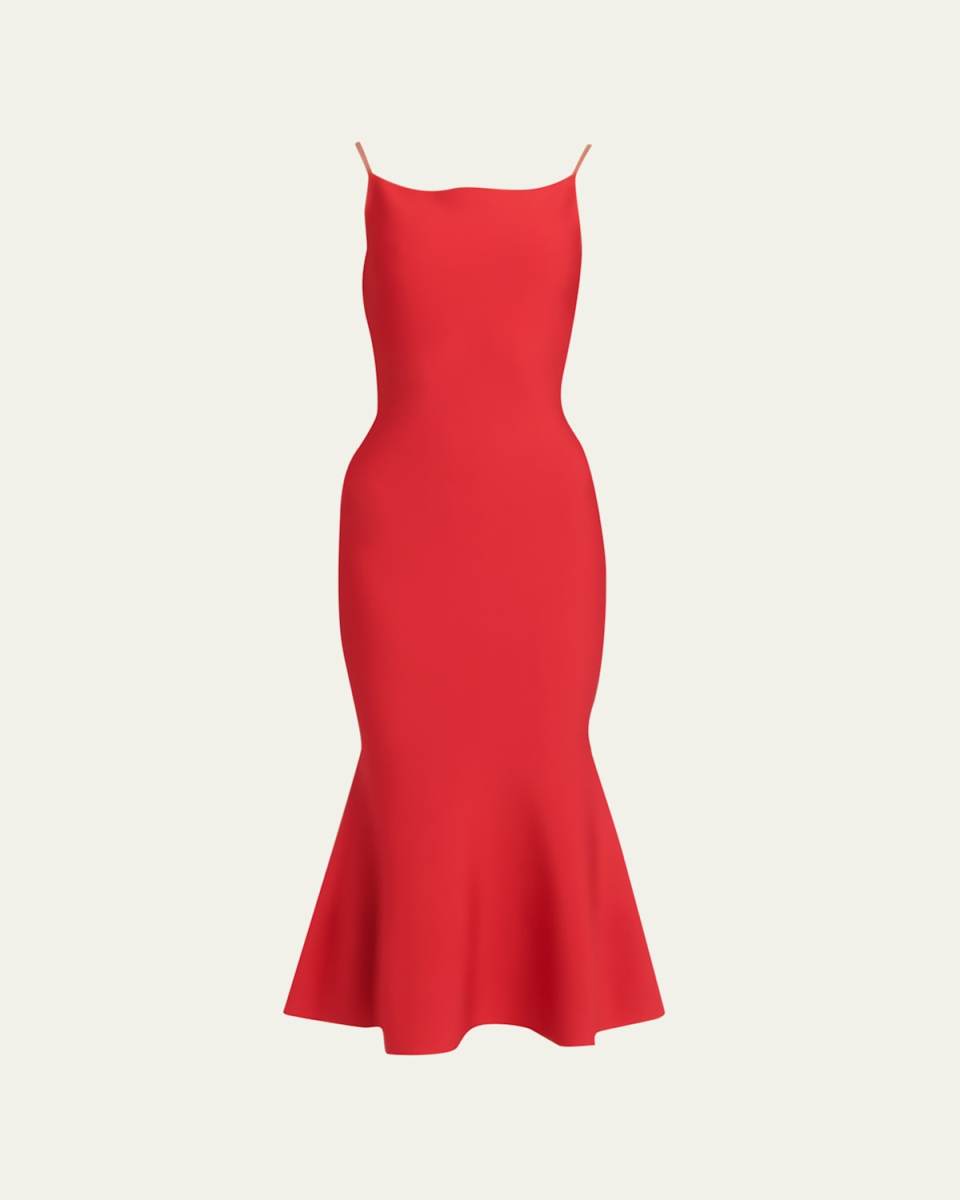 Knit Flare Hem Midi Dress