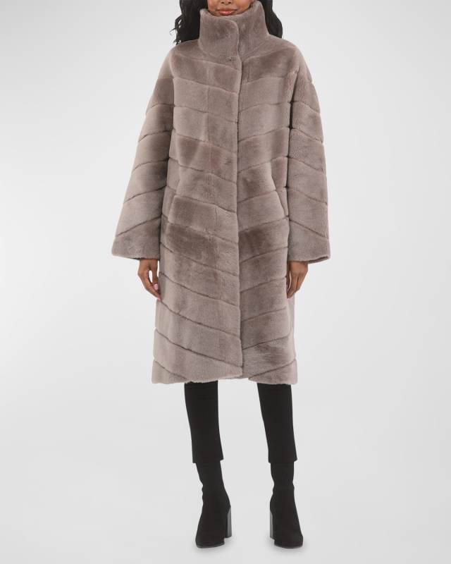 Reversible Chevron Lamb Shearling Coat