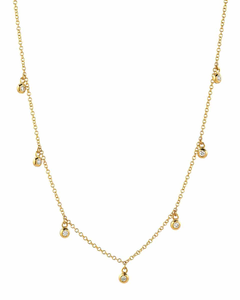 Drop Bezel Diamond Necklace, 16-18"L
