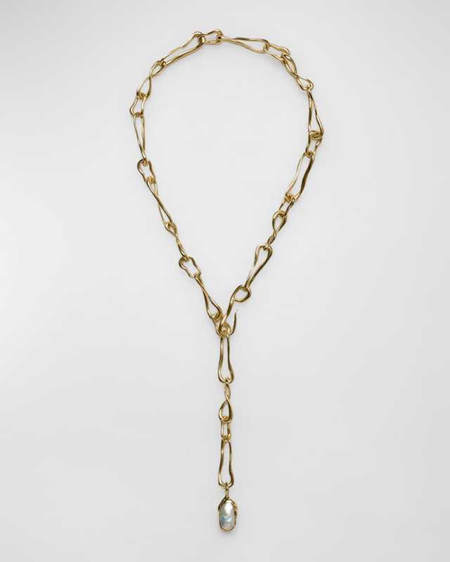 Astrid Lariat Necklace with Pearlescent Detail