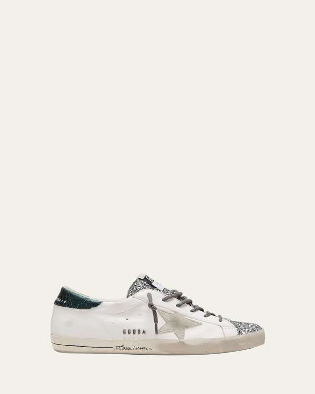 Superstar Mixed Leather Script Low-Top Sneakers
