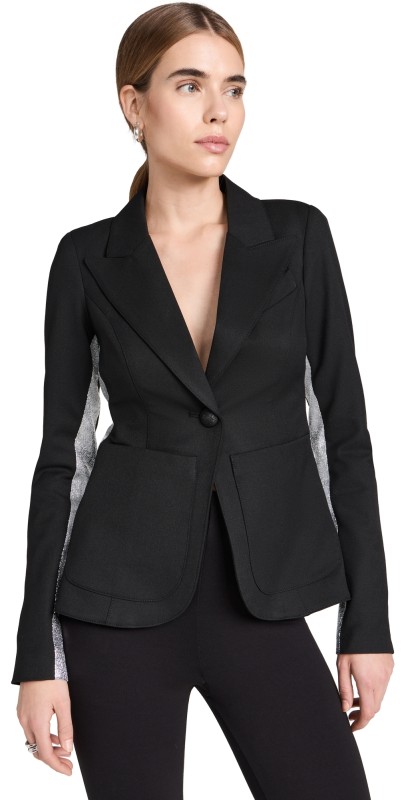 SMYTHE Patch Pocket Tux Stripe Blazer Black/Silver