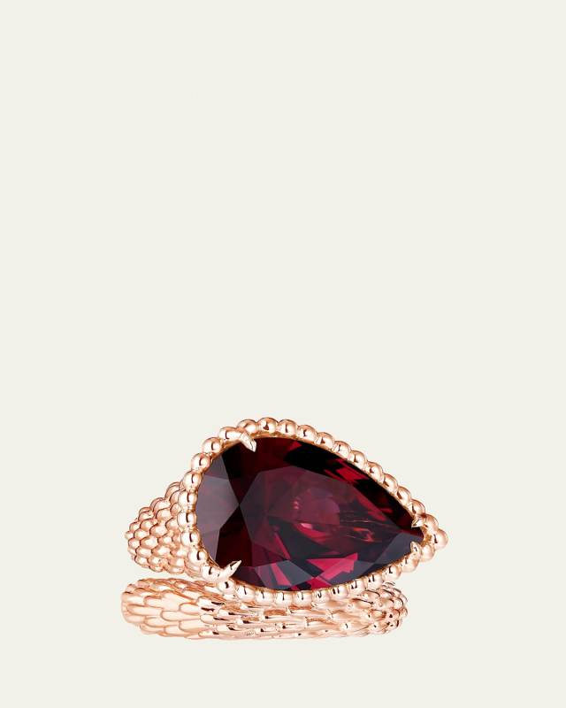 18k Rose Gold Serpent Boheme Ring With Garnet, L Motif