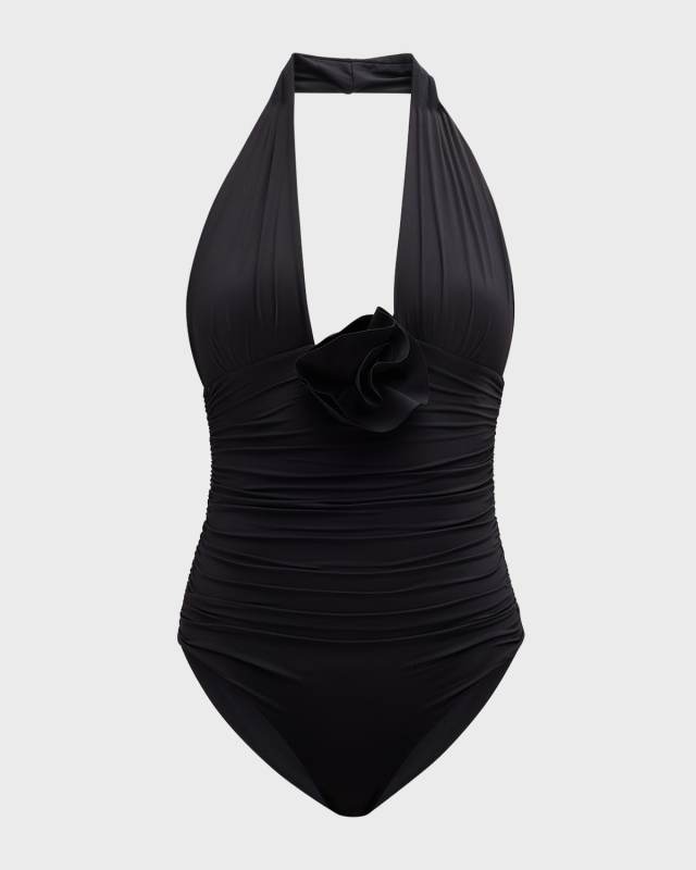 Pilaya Halter Plunge One-Piece Swimsuit