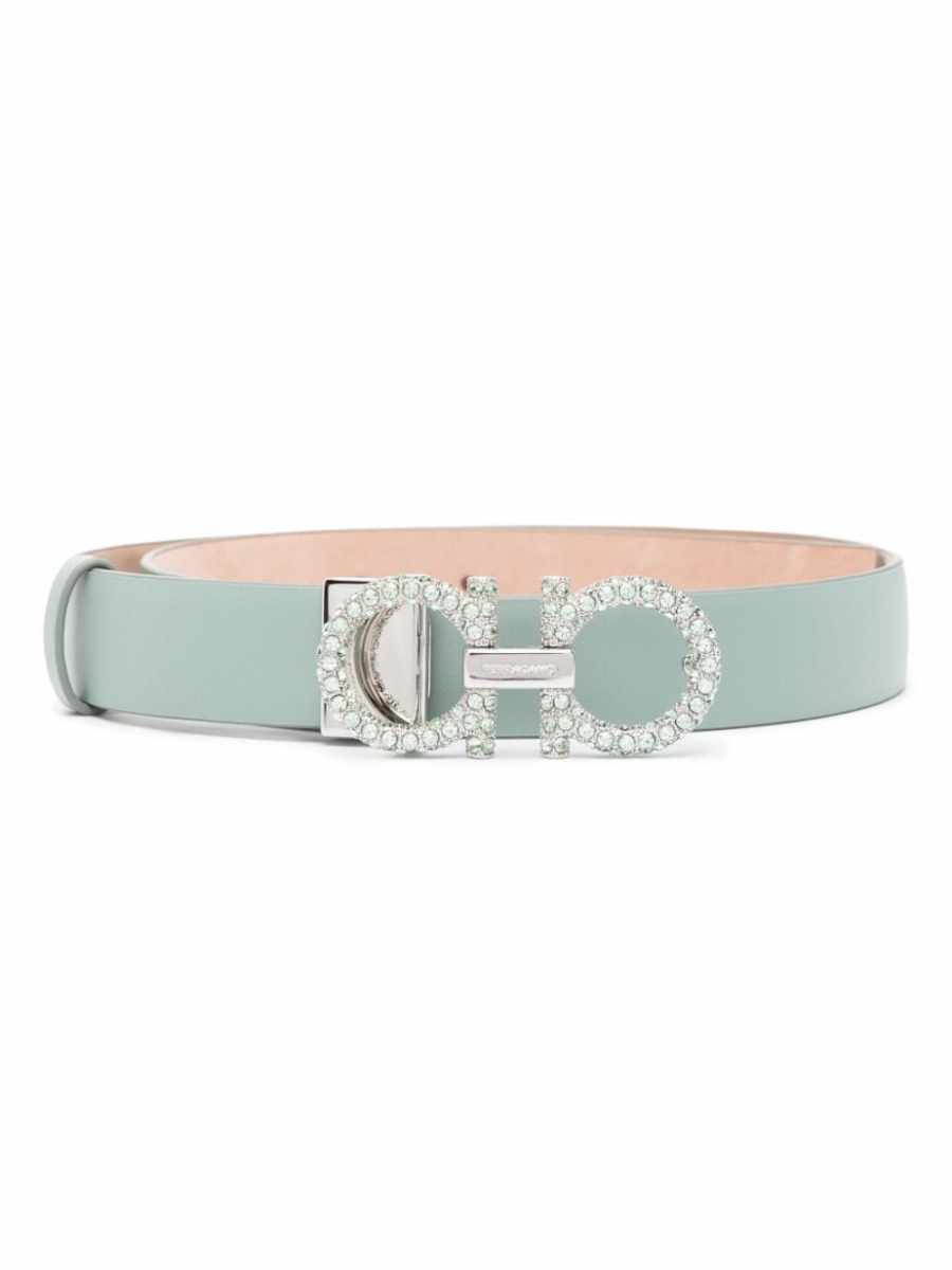 Gancini-buckle leather belt