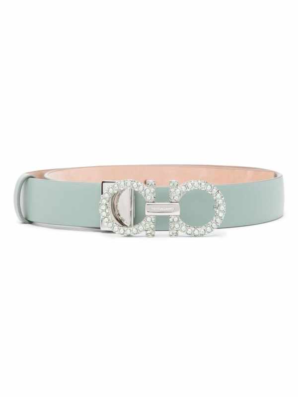 Gancini-buckle leather belt