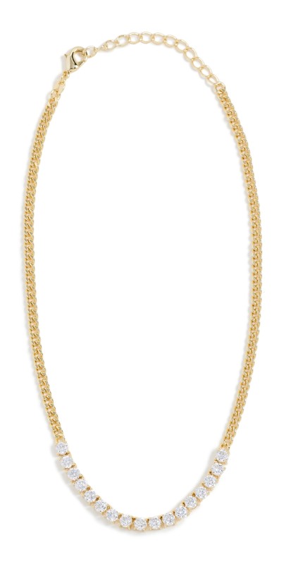 By Adina Eden Multi Solitaires Cuban Link Choker Necklace Gold