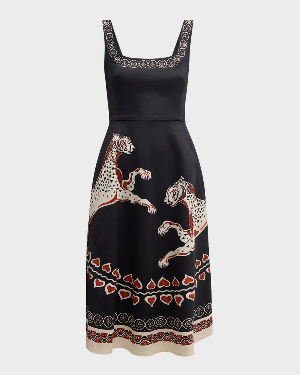 Sophia Leopard-Print Sleeveless Midi Dress