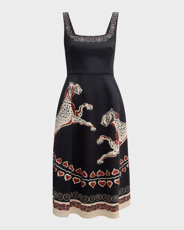 Sophia Leopard-Print Sleeveless Midi Dress