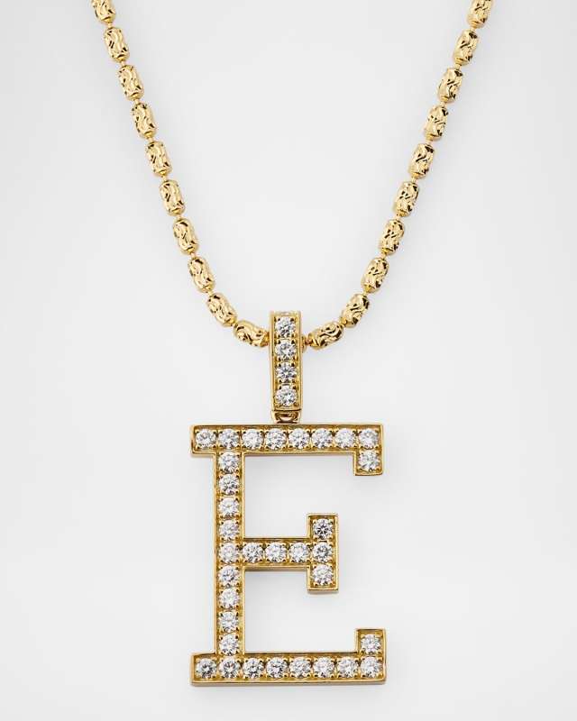 18K Yellow Gold Small Diamond E Necklace, 1.17tcw/18"
