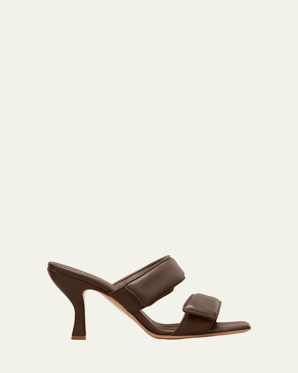 Perni Two-Band Puffy Slide High-Heel Sandals