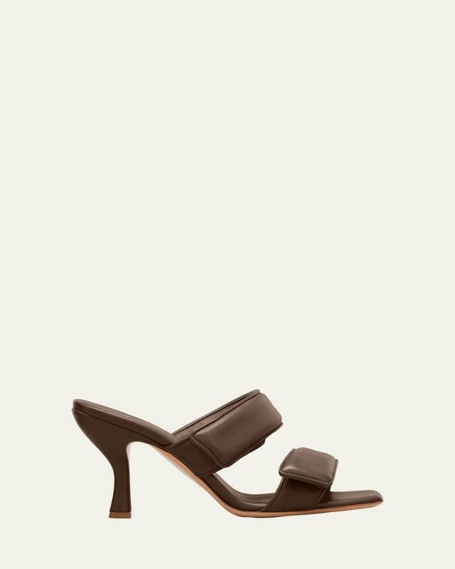 Perni Two-Band Puffy Slide High-Heel Sandals