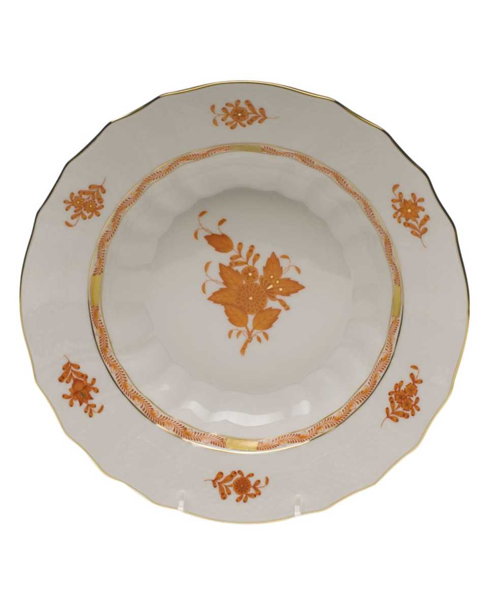 Chinese Bouquet Rust Rim Soup Bowl