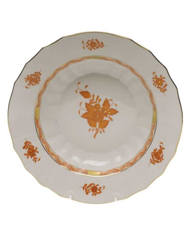 Chinese Bouquet Rust Rim Soup Bowl