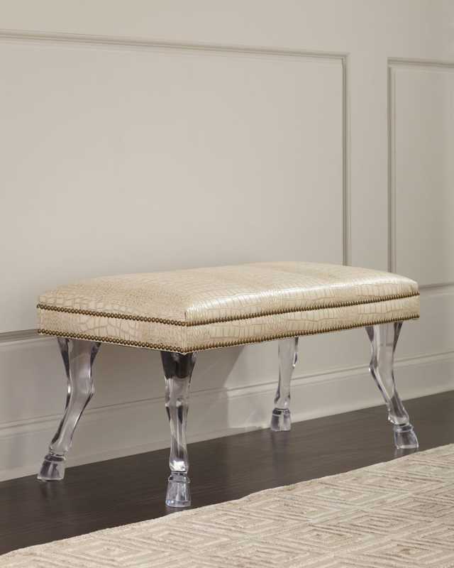 Centaur Croc-Embossed Leather Bench
