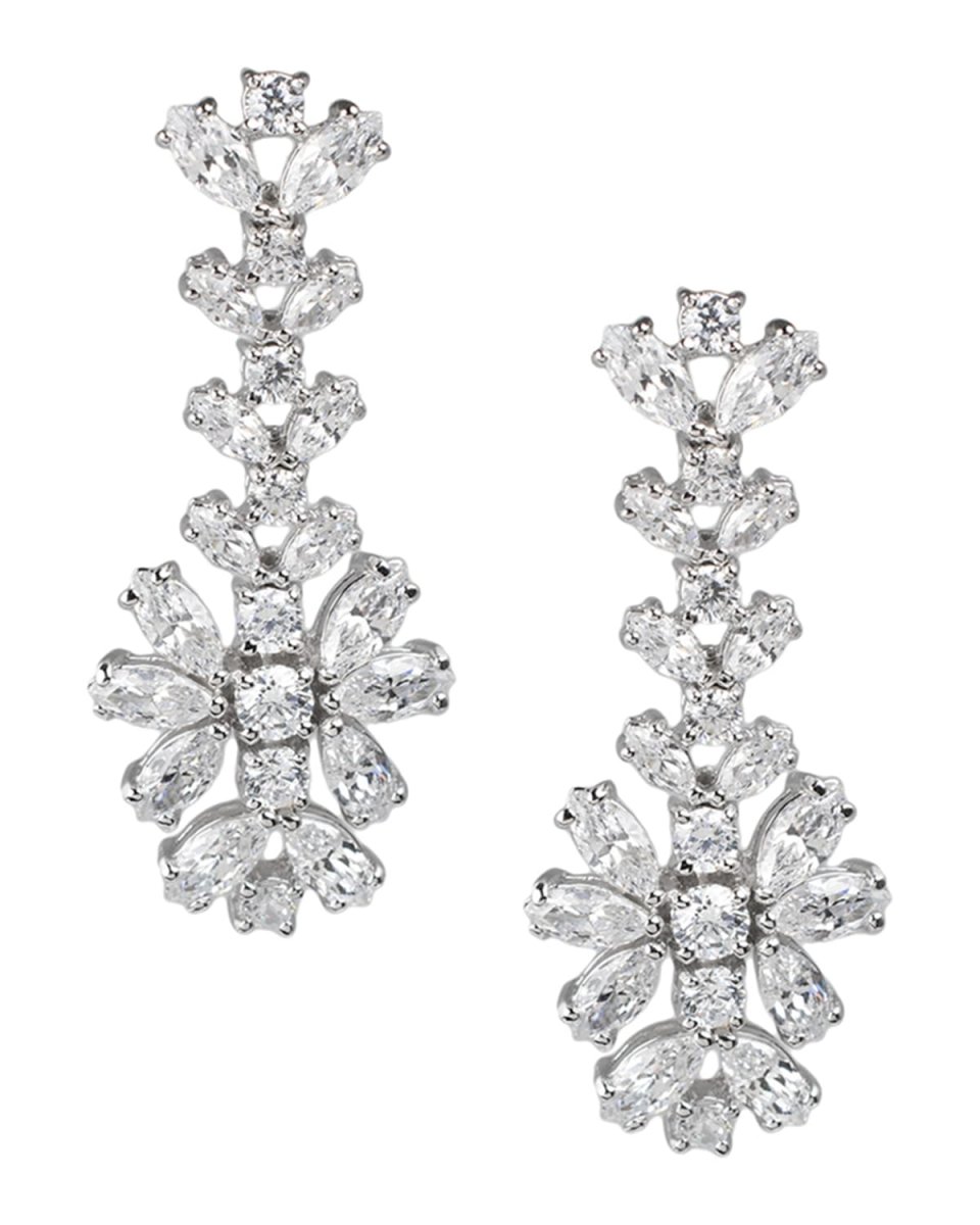 Cubic Zirconia Round & Marquise Drop Earrings