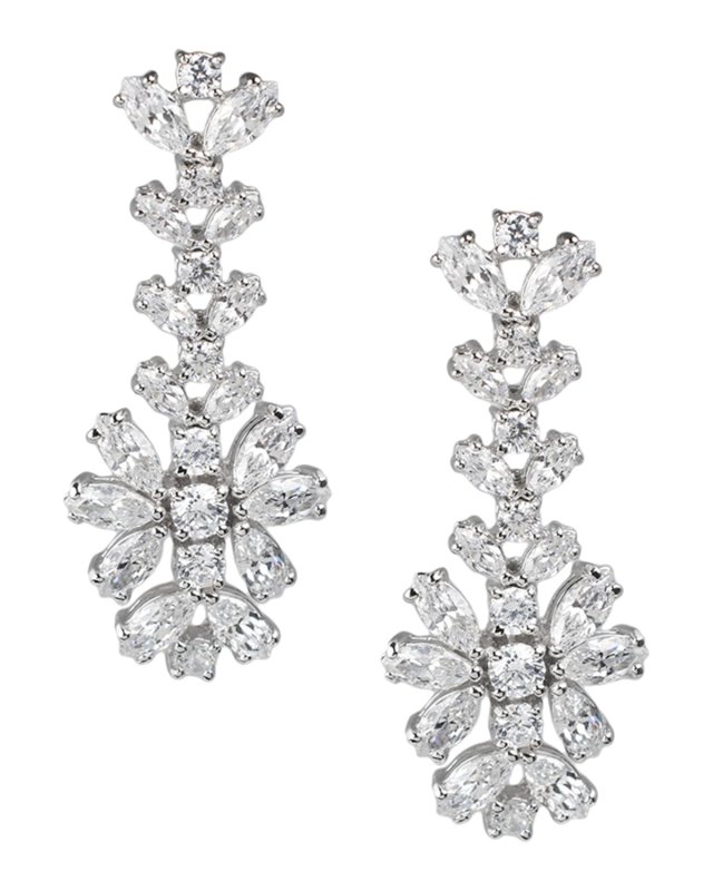Cubic Zirconia Round & Marquise Drop Earrings
