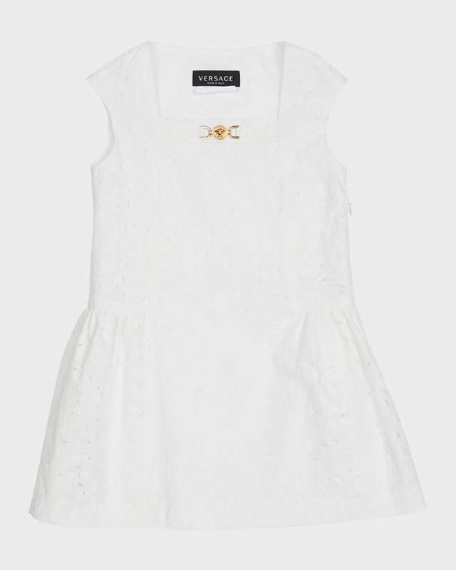 Girl's Barocco Sangallo Sleeveless Poplin Dress, Size 8-14