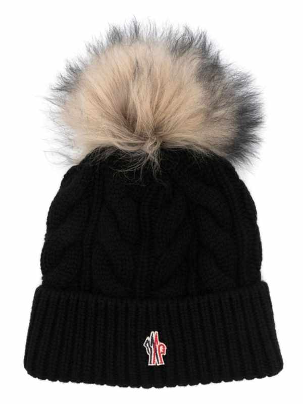 pompom cable-knit bea
