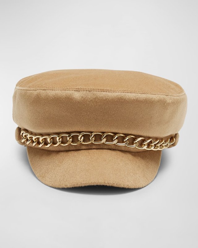 Marina Chain Cashmere Newsboy Cap