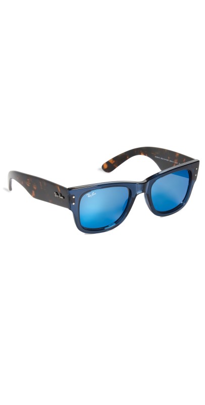 Ray-Ban Mega Wayfarer Sunglasses Trans Dark Blue/Grey Mir Blu