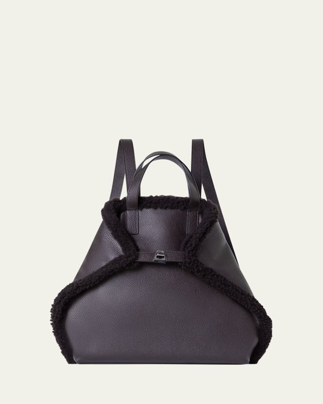 Ai Medium Sheep Shearling and Leather Backpack