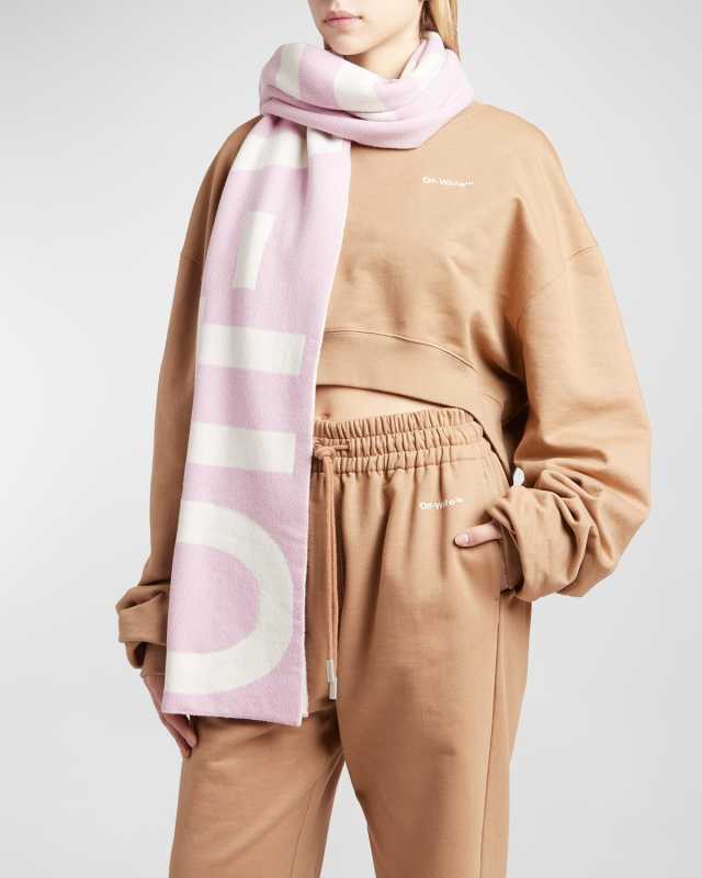 Logo Ribbed Wool-Cotton Scarf