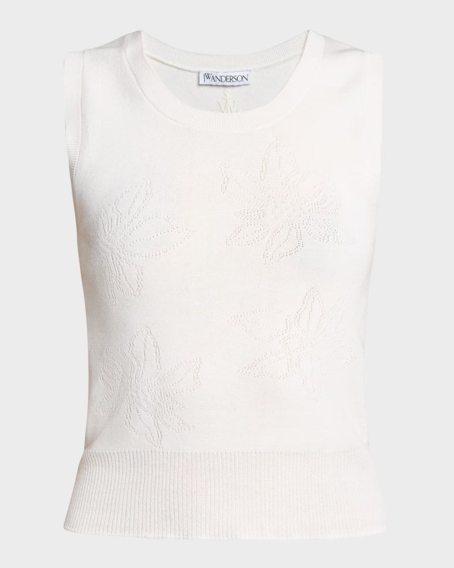 Flower Pointelle Knit Tank Top