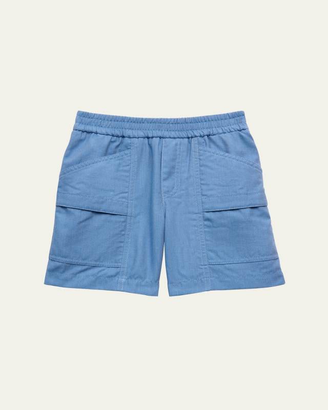Boy's Logo-Patch Bermuda Shorts, Size 4-6