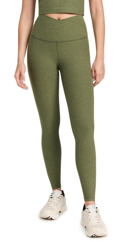 Beyond Yoga Spacedye At Your Leisure High Waisted Midi Leggings Moss Green Heather