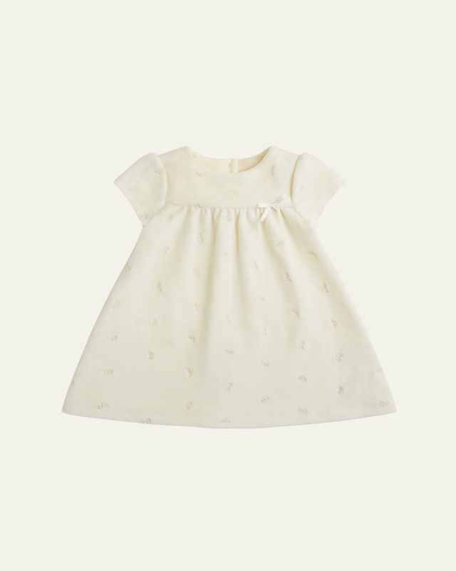 Girl's Velour Angel Wing Printed Dress, Size 3M-
