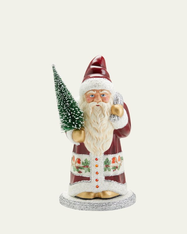 Santa Coat with Border of Painted Birds