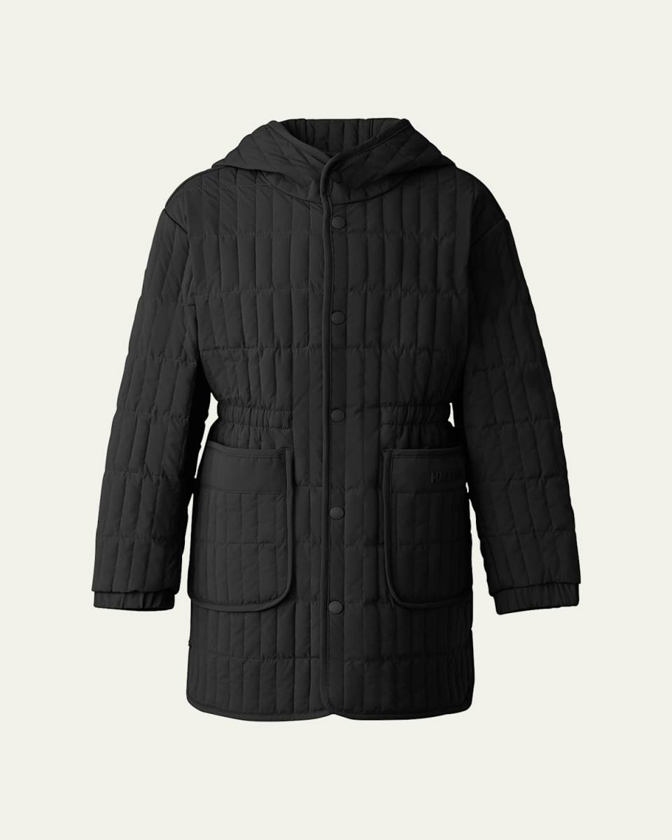 Kid's Hayden Logo-Print Quilted Coat, Size 8-