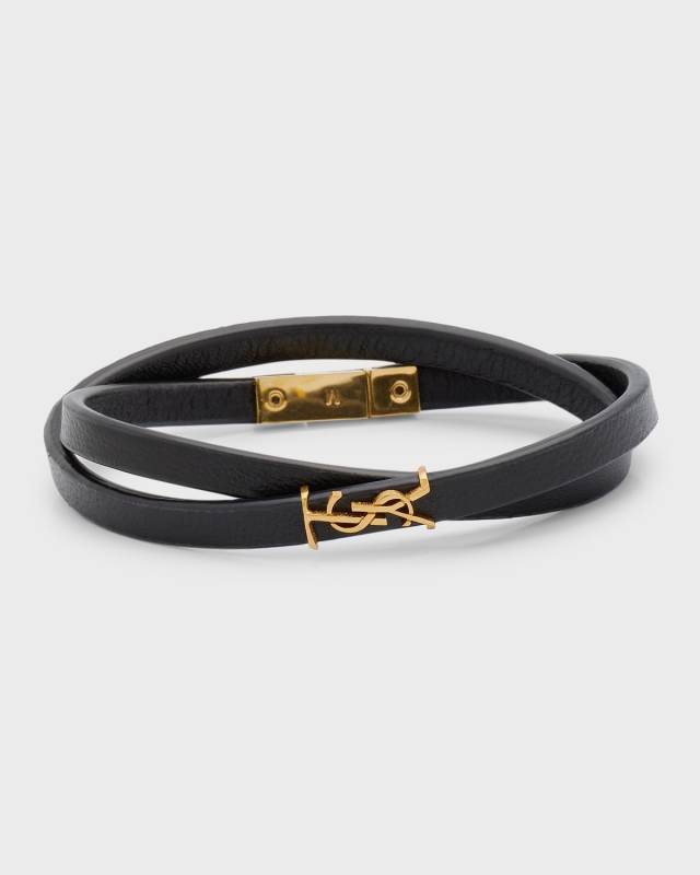 Thin Leather Double Wrap YSL Bracelet