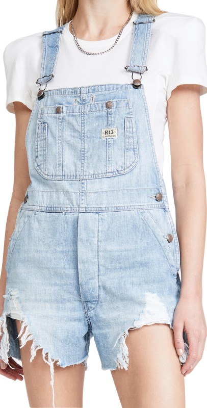 R13 Overall Shorts Elton Blue